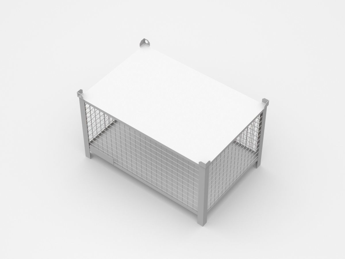 Industrial Enclosed Cage With Cover On Top 3D model_1