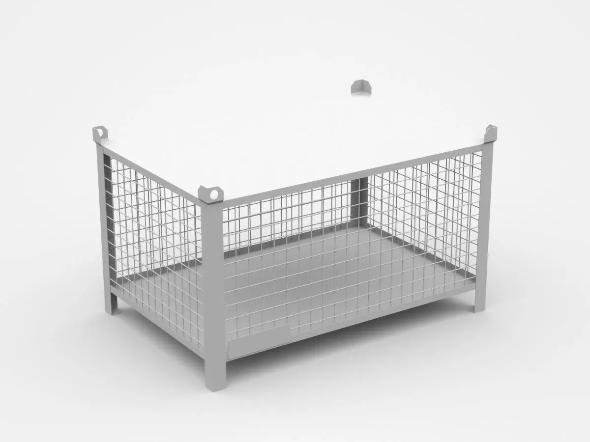 Industrial Enclosed Cage With Cover On Top 3D model_0