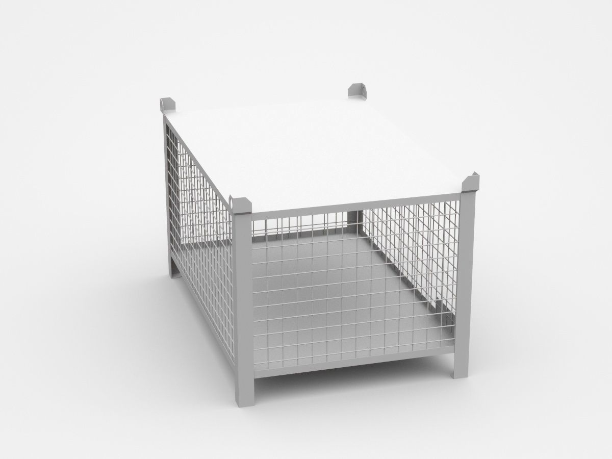 Industrial Enclosed Cage With Cover On Top 3D model_3