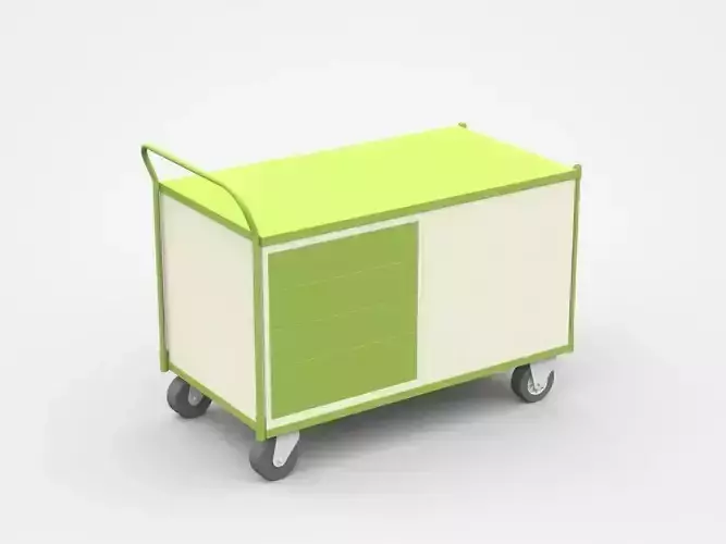 Green Tool Cart On Wheels