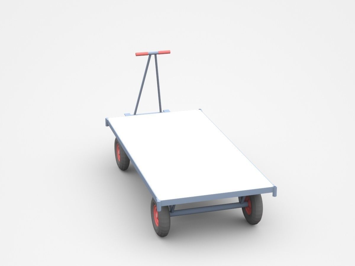 Empty Small Container Cart 3D model_3