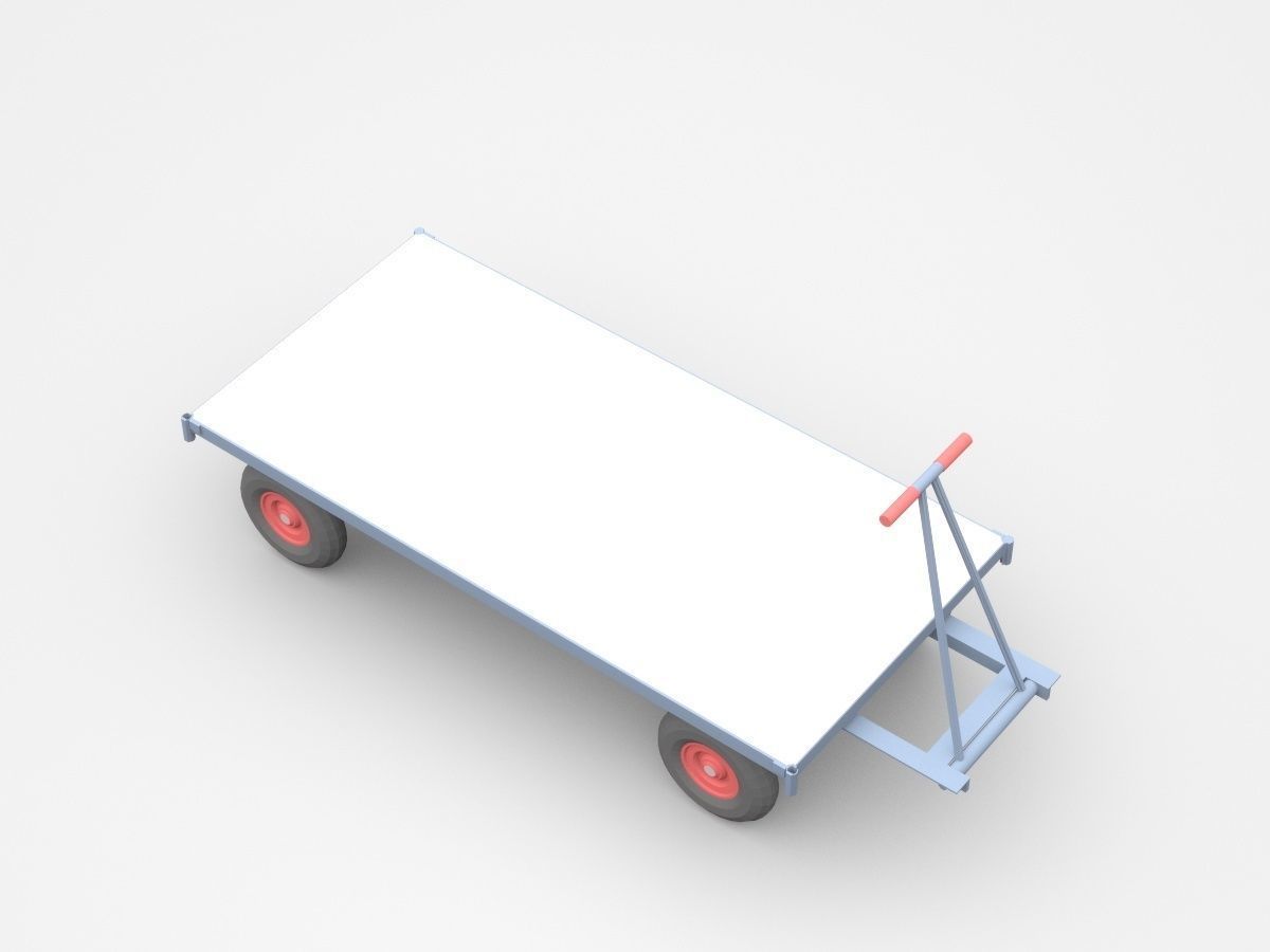 Empty Small Container Cart 3D model_1