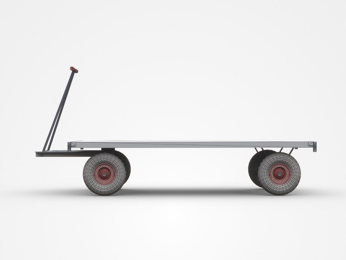 Empty Small Container Cart 3D model_5