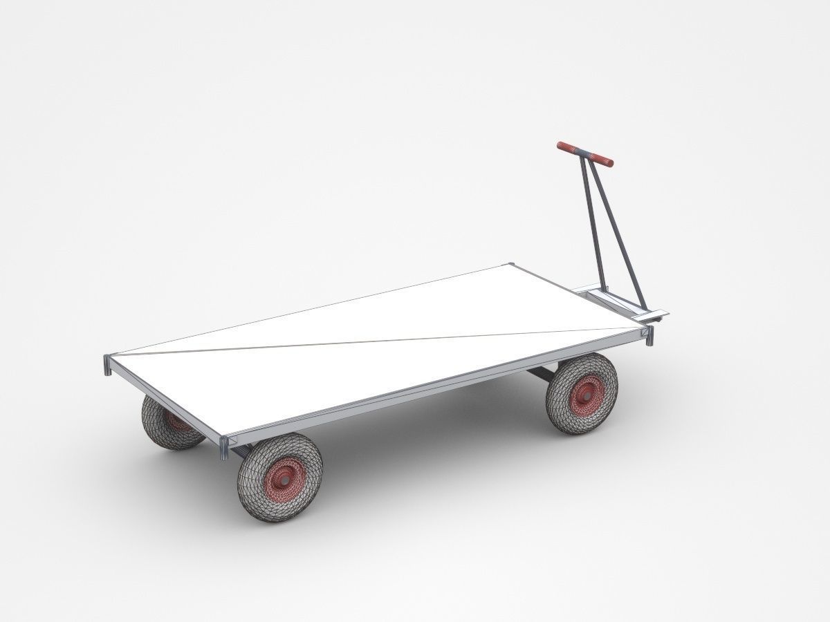 Empty Small Container Cart 3D model_4