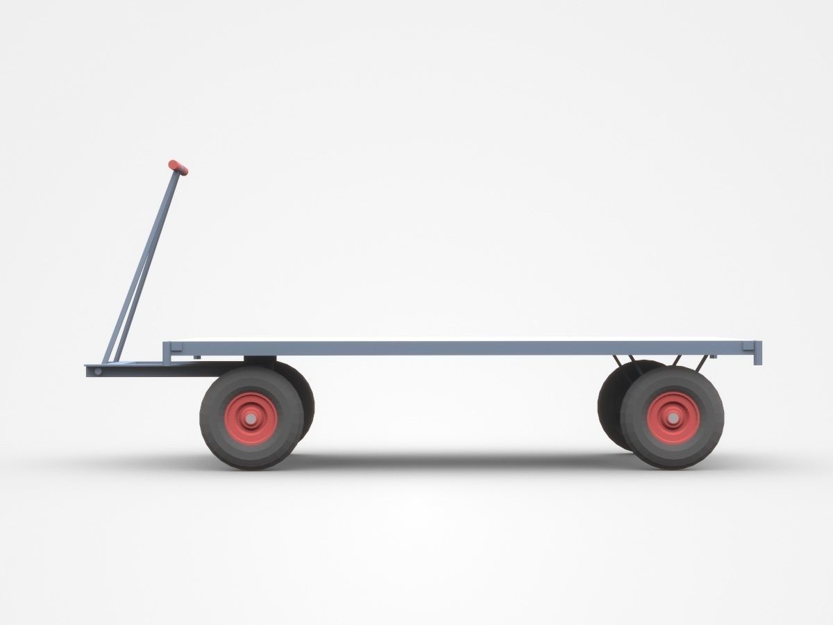 Empty Small Container Cart 3D model_2