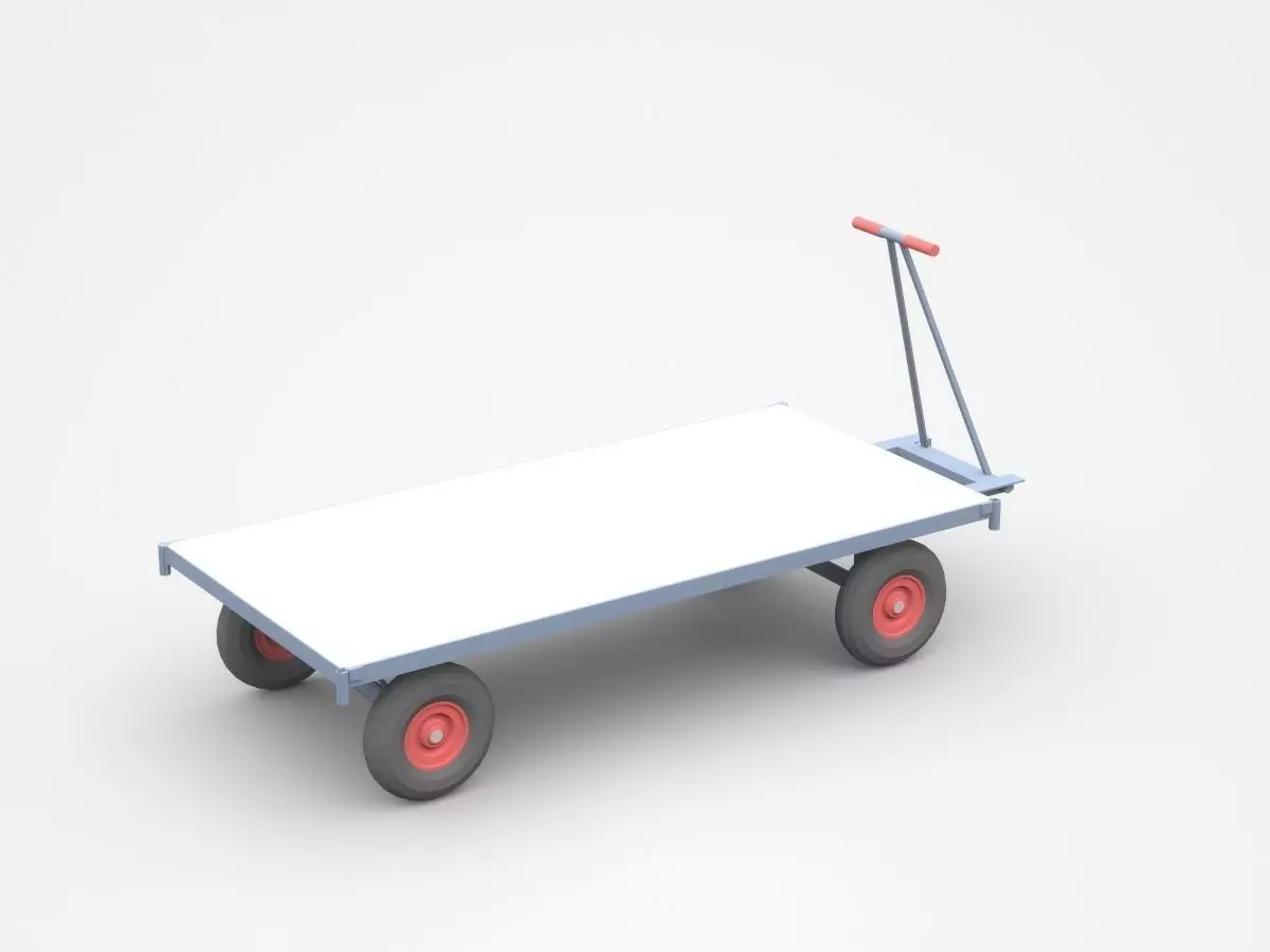 Empty Small Container Cart 3D model_0