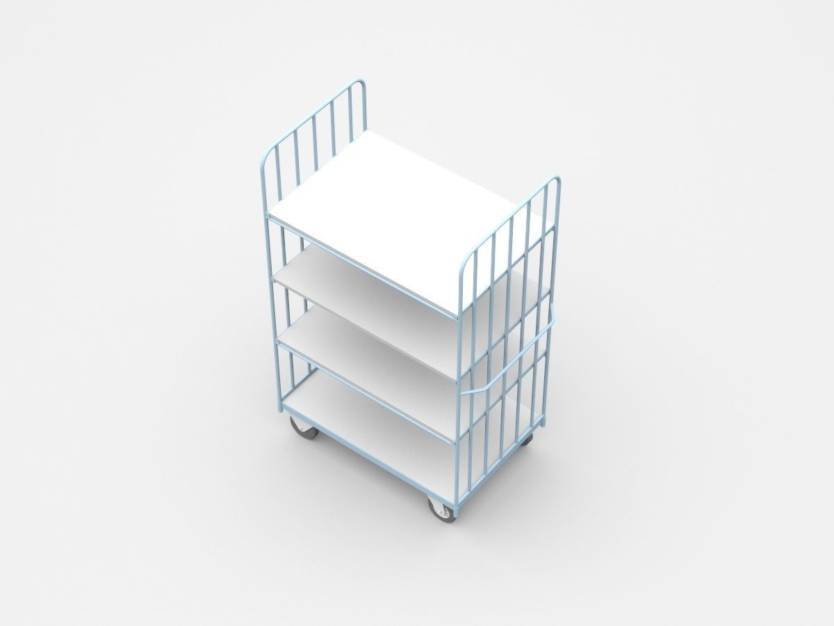 Semi-level Movable Shelf On Wheels 3D model_1