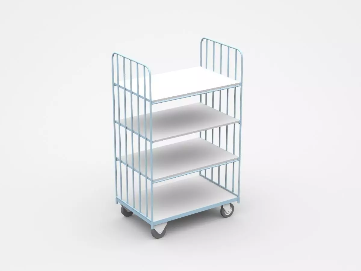 Semi-level Movable Shelf On Wheels 3D model_0
