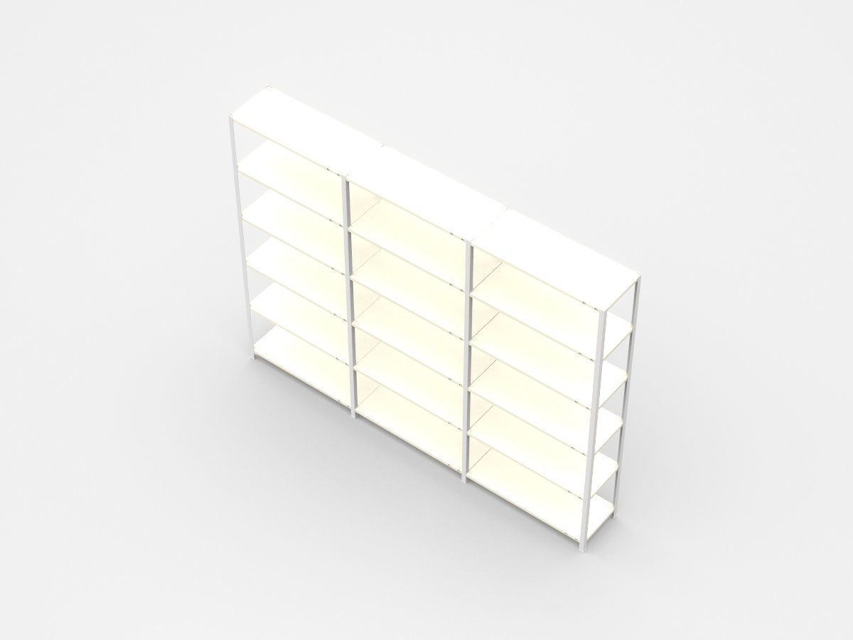 Semi-level White Industrial Shelf 3D model_1