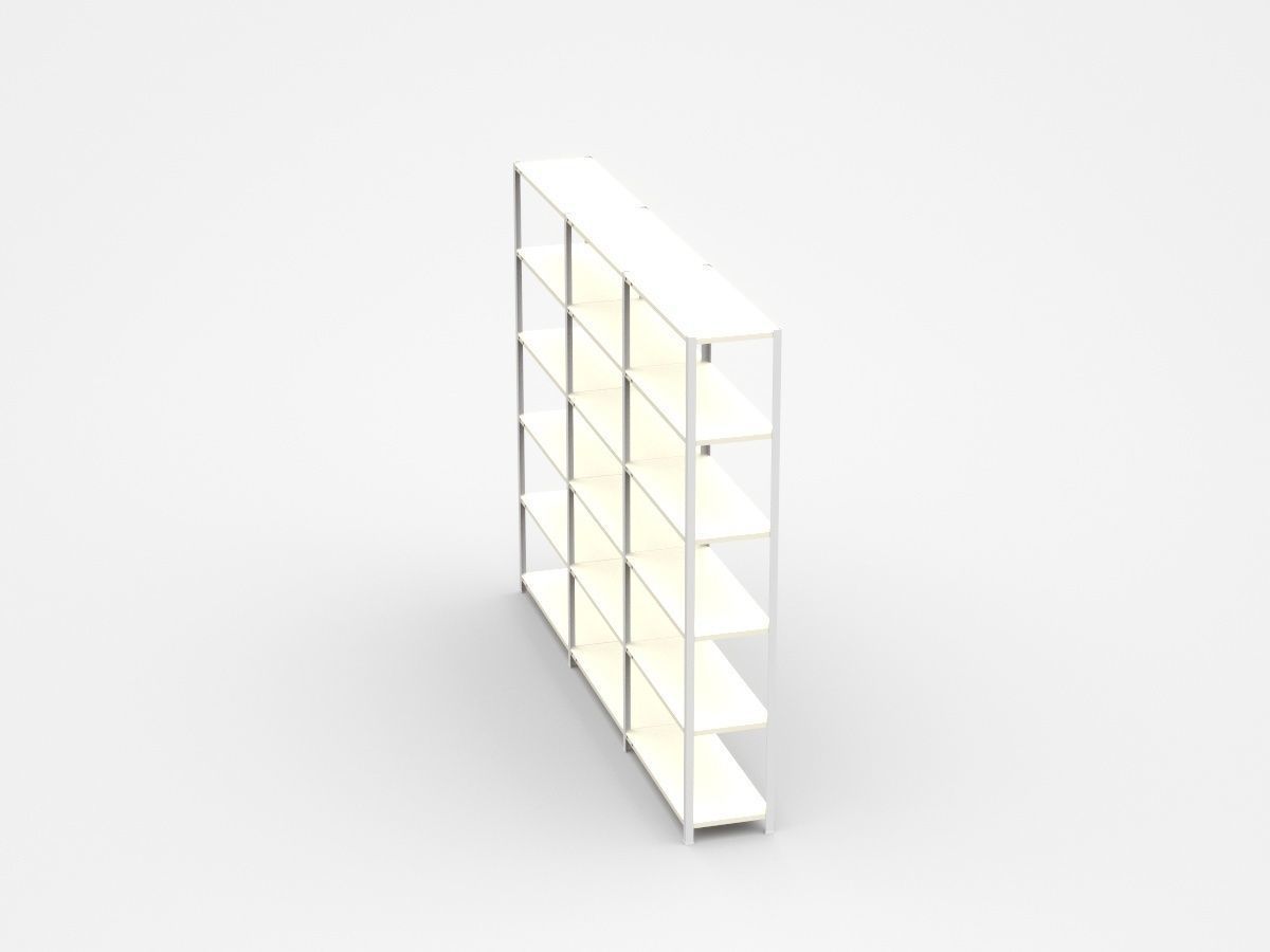 Semi-level White Industrial Shelf 3D model_3