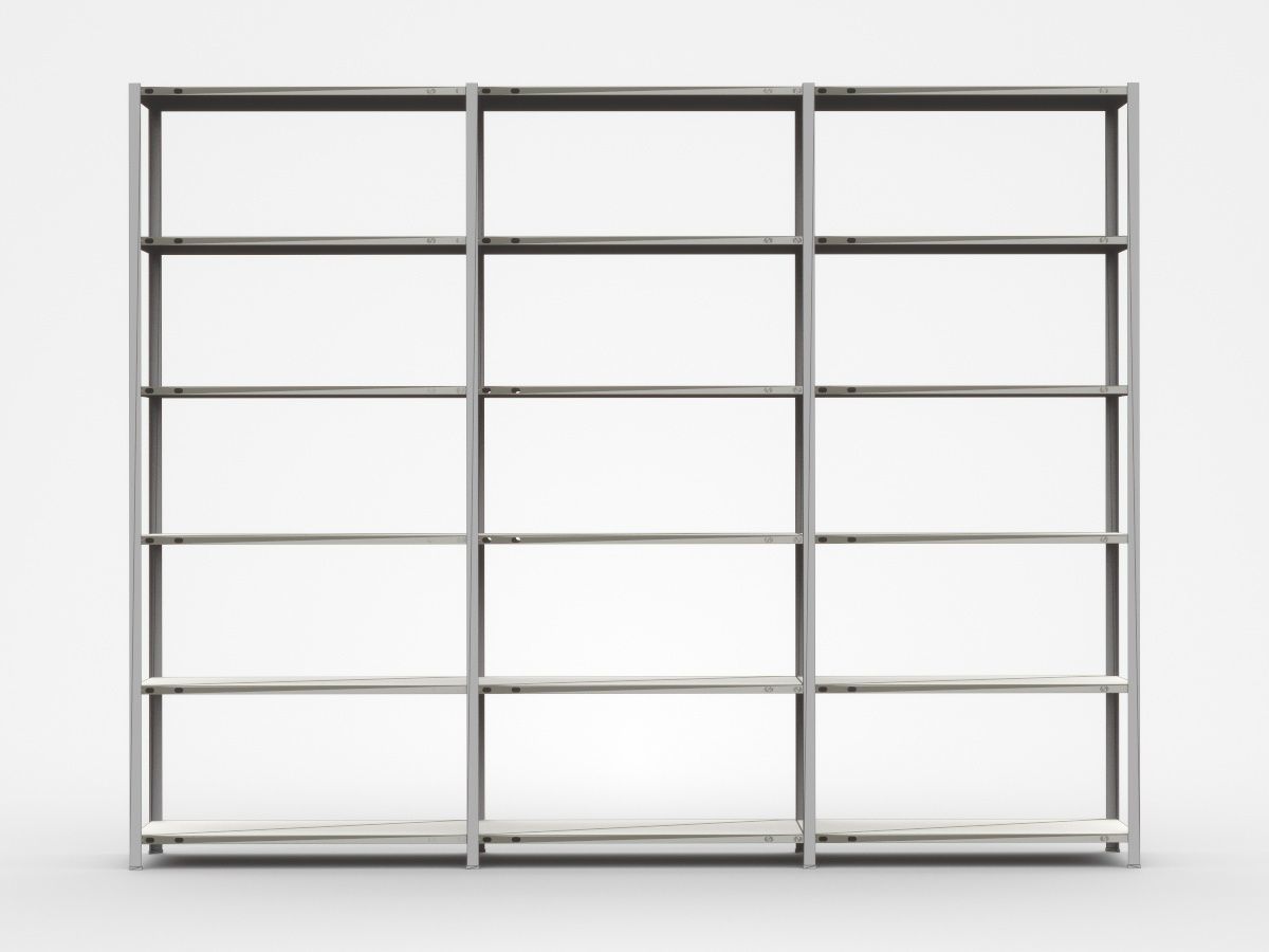Semi-level White Industrial Shelf 3D model_5