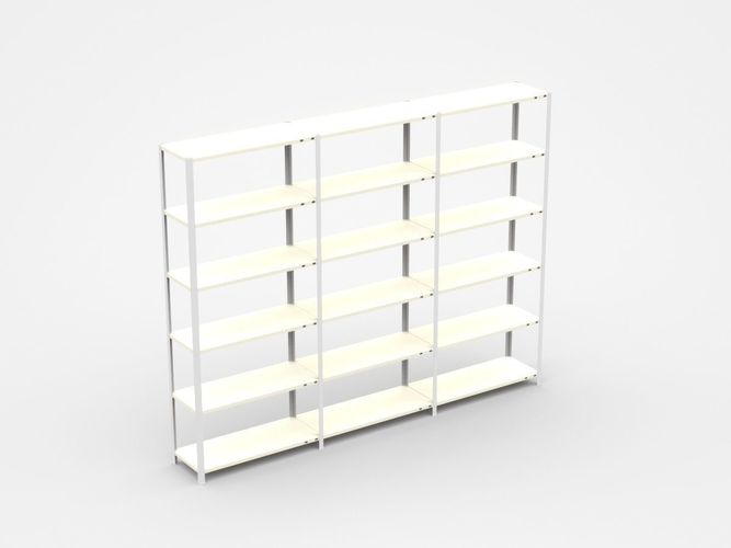 Semi-level White Industrial Shelf 3D model
