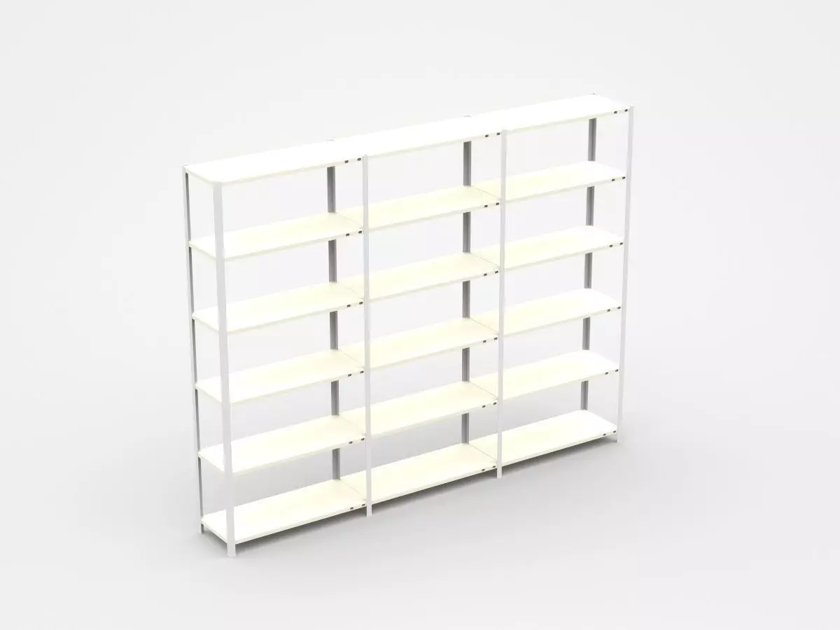 Semi-level White Industrial Shelf 3D model_0