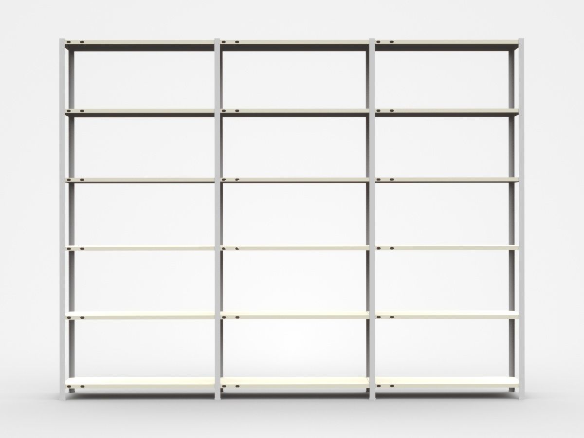 Semi-level White Industrial Shelf 3D model_2