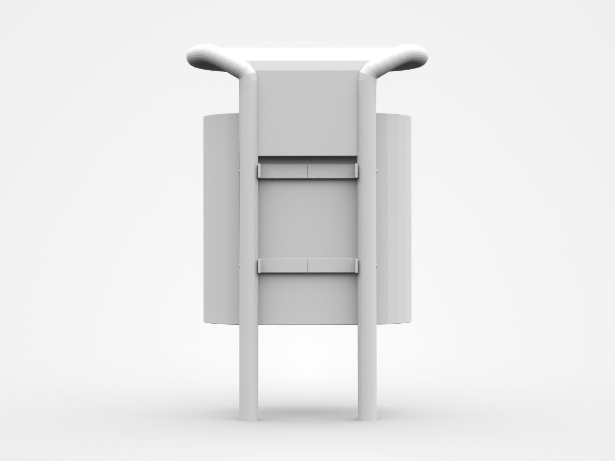 White Flat Oval Shape Trash Bin 3D model_2