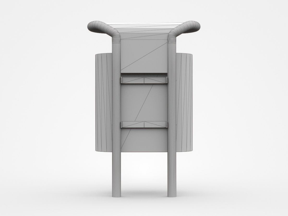 White Flat Oval Shape Trash Bin 3D model_5