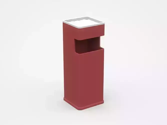 Red Rectangular Trash Bin With White Top