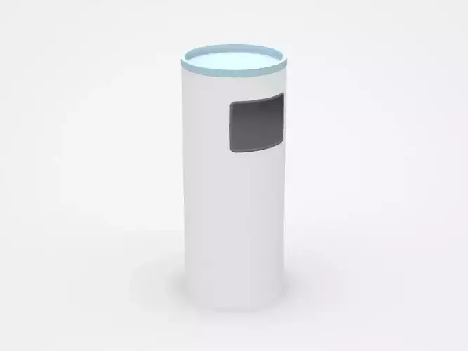 White Round Trash Bin With Light Blue Top