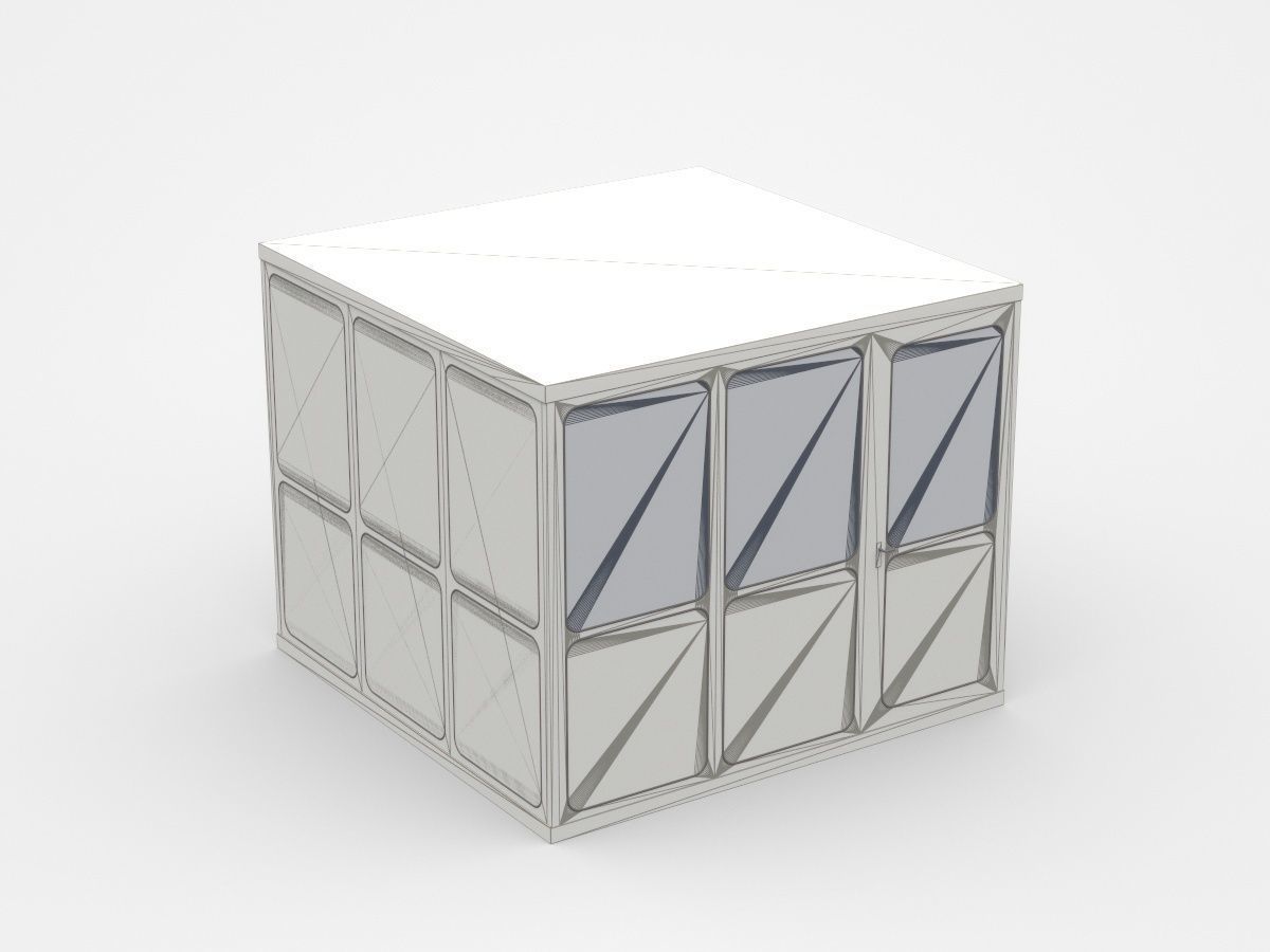 Safety Cabin With Door And Two Windows 3D model_4