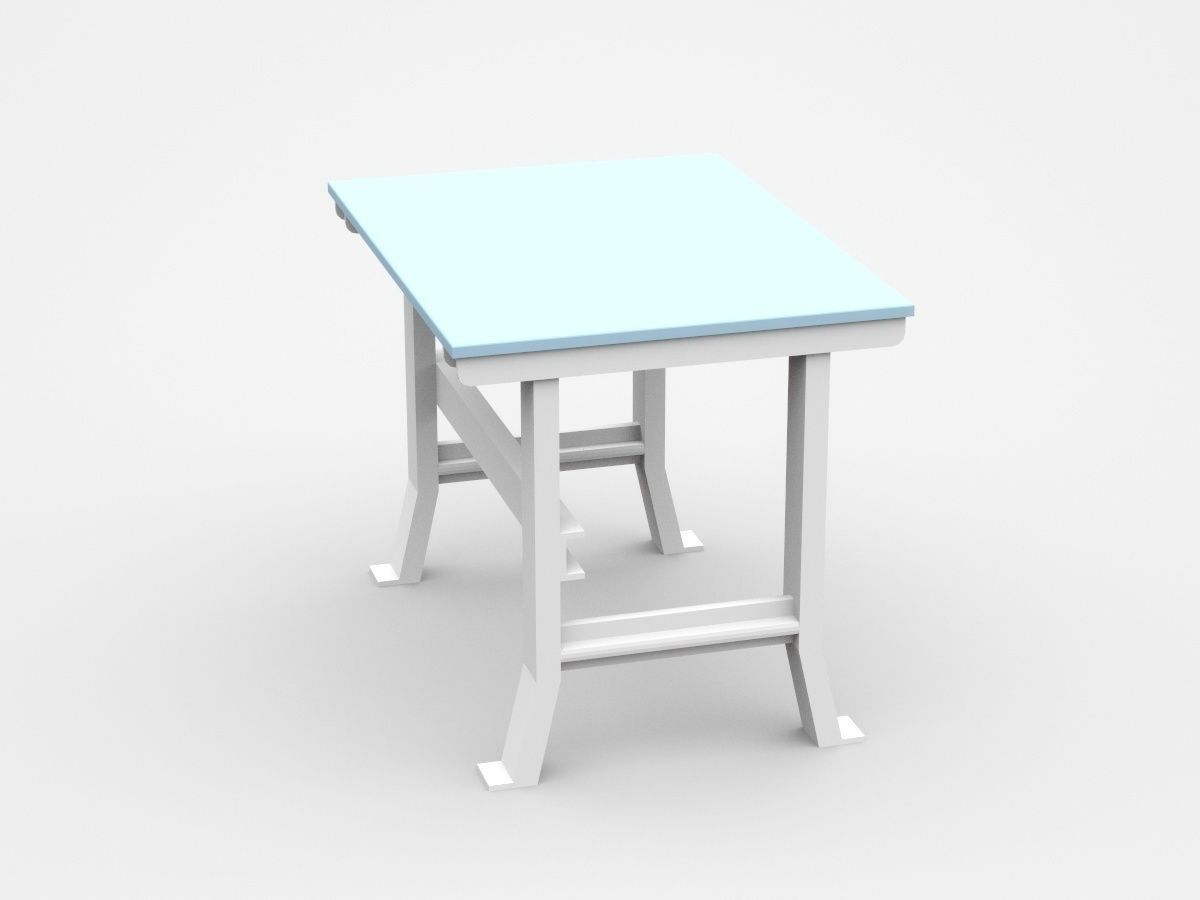 Small Industrial Working Table 3D model_3