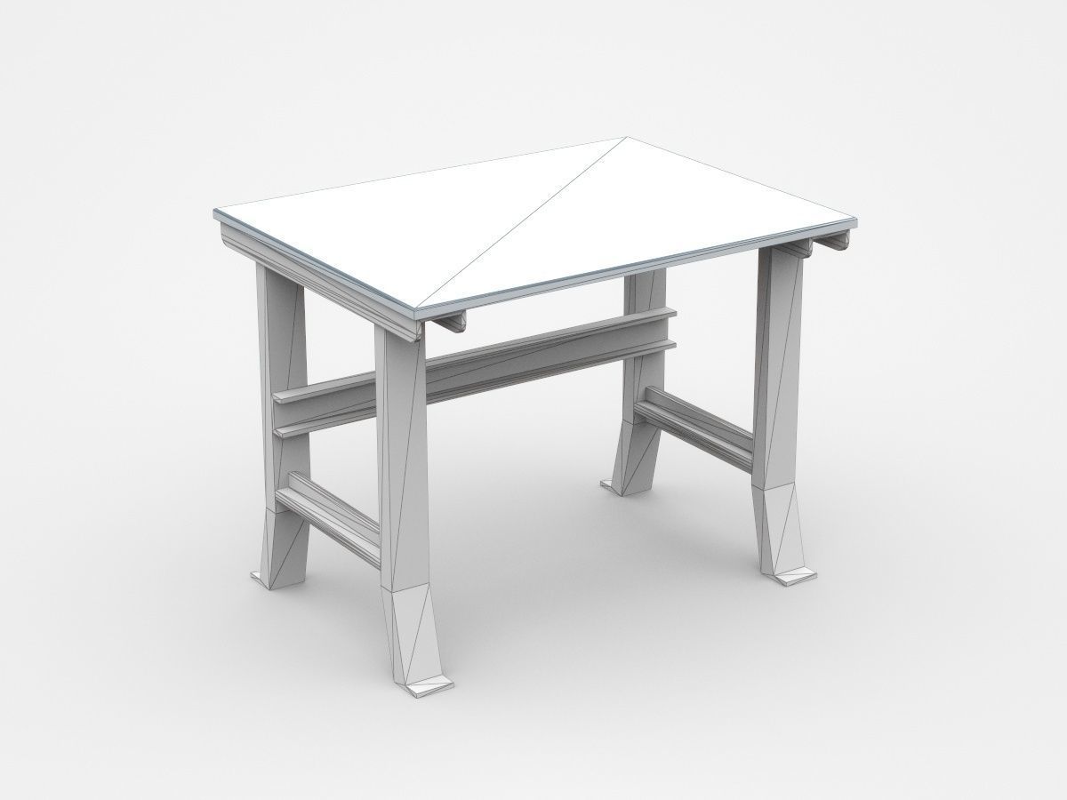 Small Industrial Working Table 3D model_4