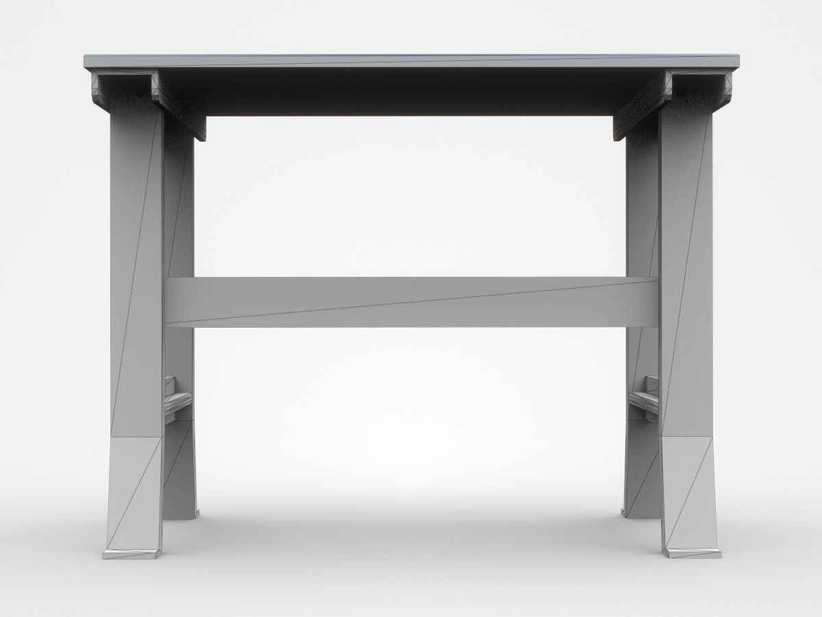 Small Industrial Working Table 3D model_5