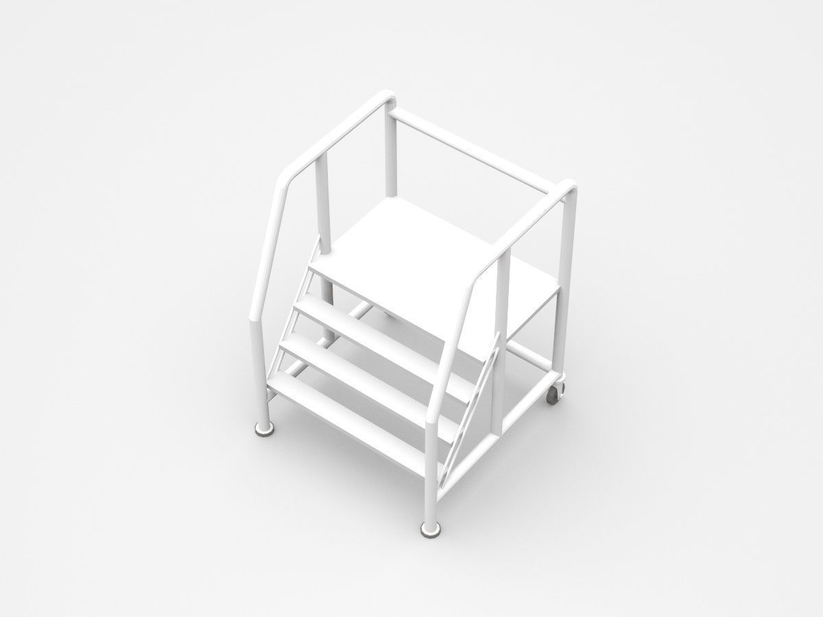 Movable Industrial Staircase Ladder Platform 3D model_1