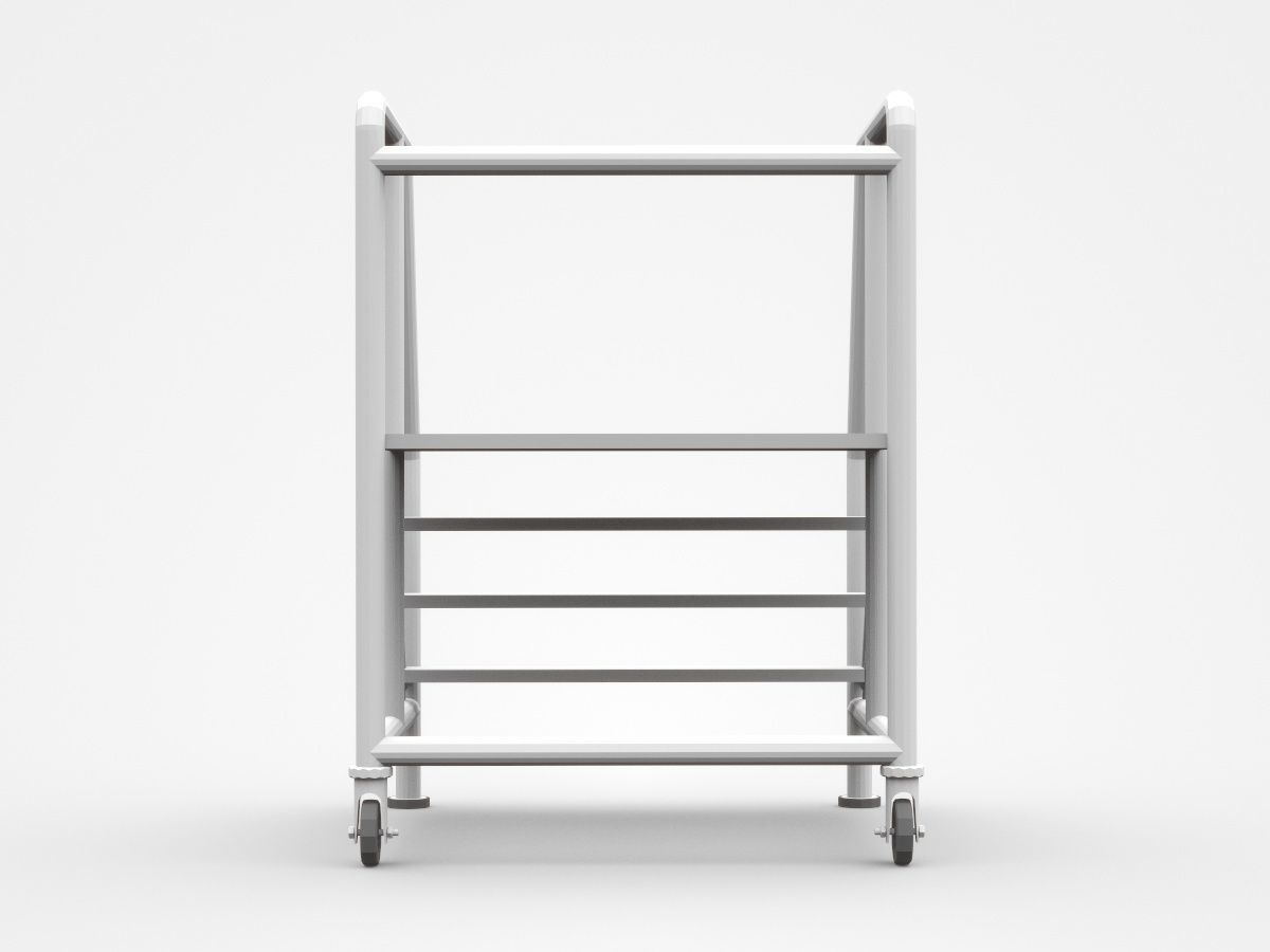 Movable Industrial Staircase Ladder Platform 3D model_2