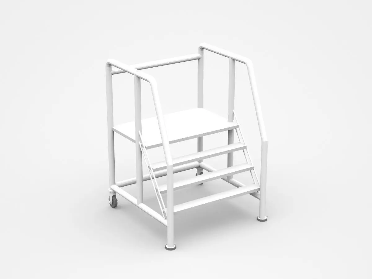 Movable Industrial Staircase Ladder Platform 3D model_0