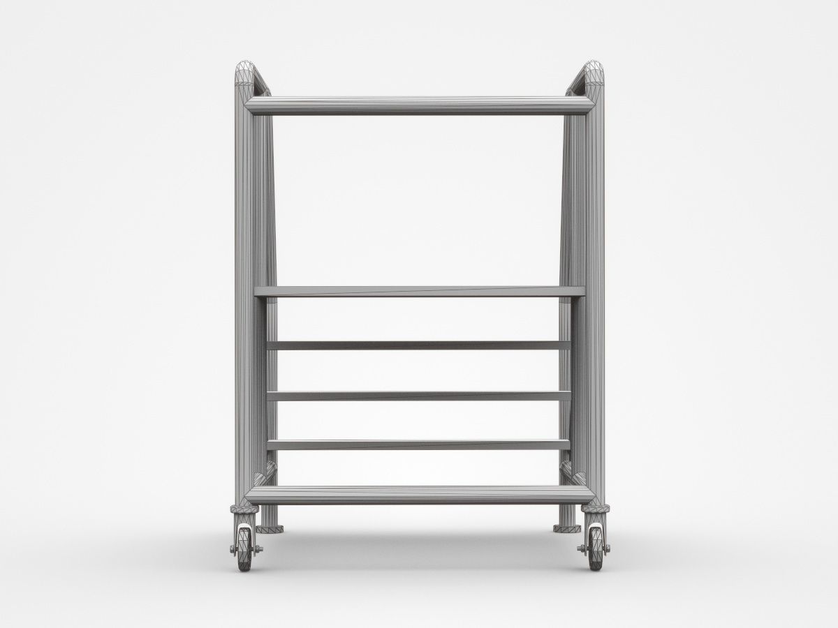 Movable Industrial Staircase Ladder Platform 3D model_5
