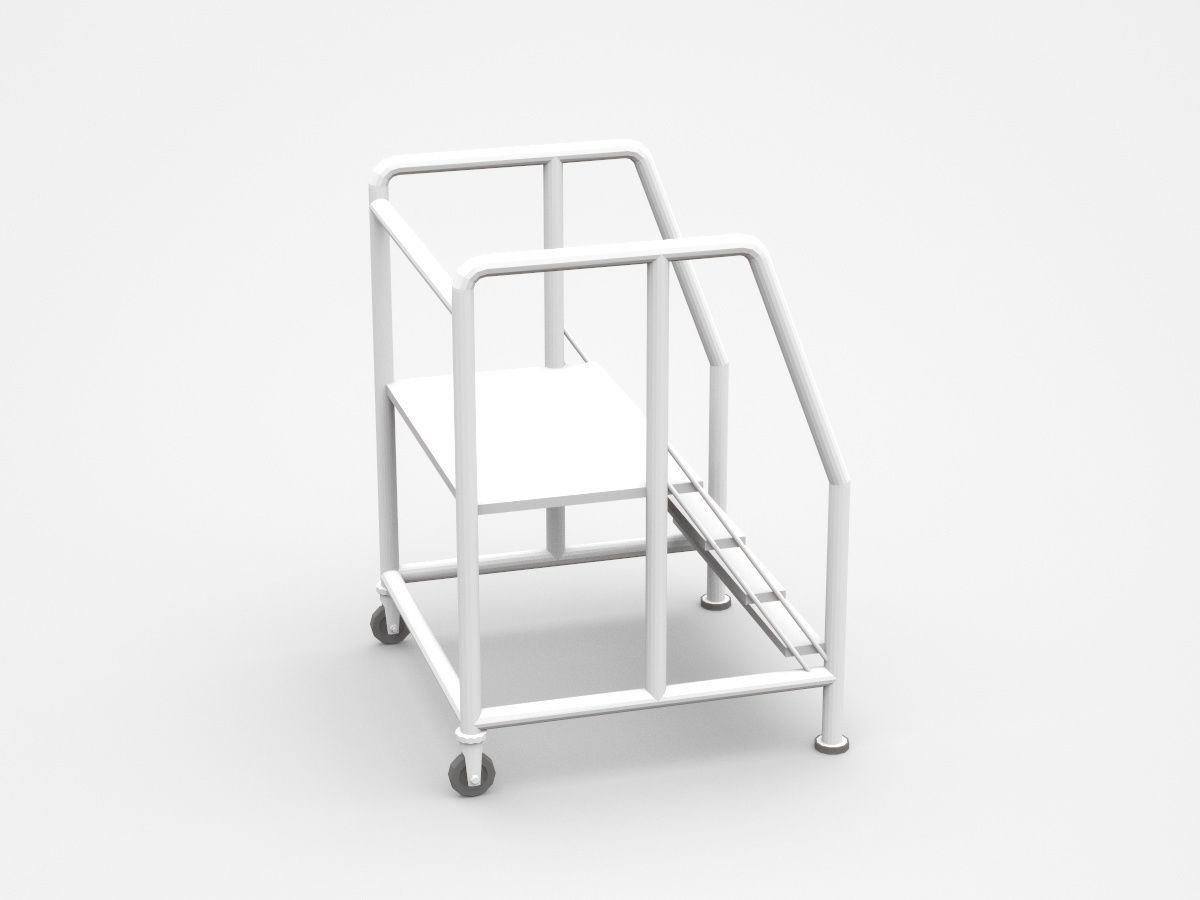 Movable Industrial Staircase Ladder Platform 3D model_3