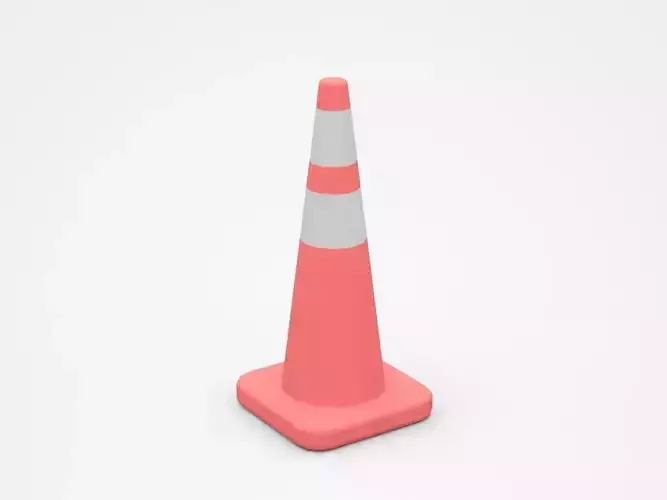 Red Traffic Cone With White Stripes