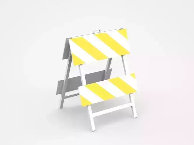 Double Two-Sided Warning Barrier With Yellow White Strips 