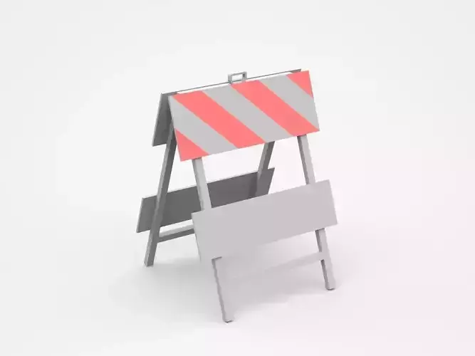 Double Two-Sided Warning Stand Barrier With Red White Strips