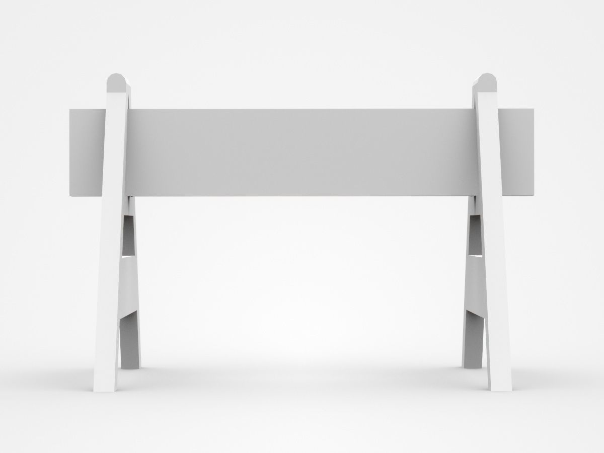 Movable Warning Stand Barrier Sign With Red White Strips 3D model_2