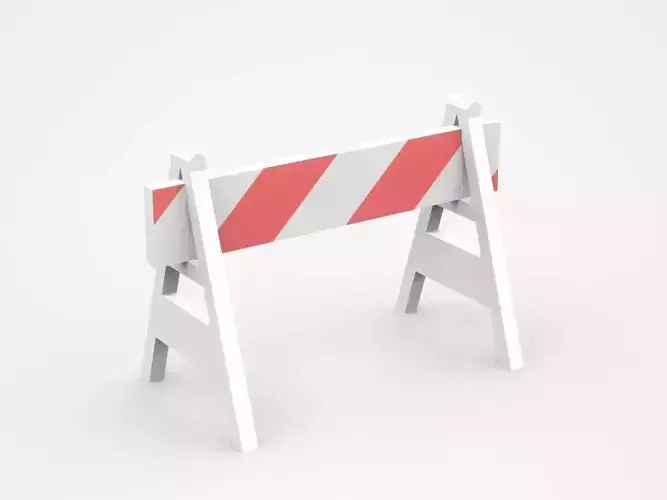 Movable Warning Stand Barrier Sign With Red White Strips 3D model