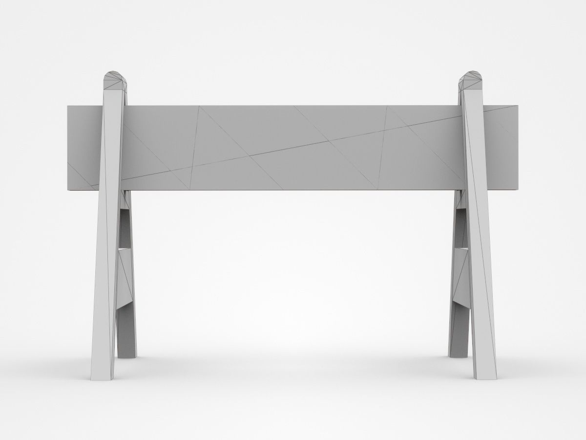 Movable Warning Stand Barrier Sign With Red White Strips 3D model_5