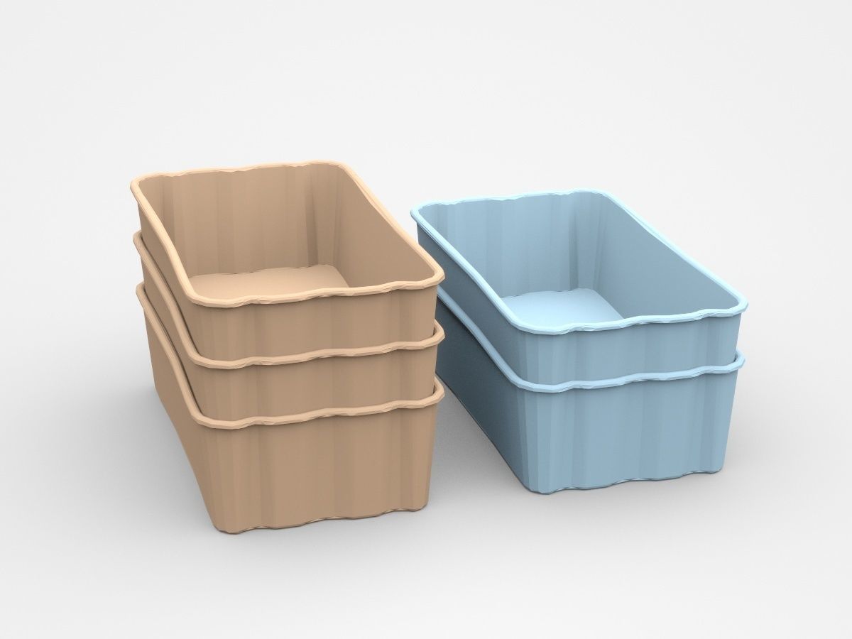 Industrial Plastic Containers On Top Of Each Other 3D model_3