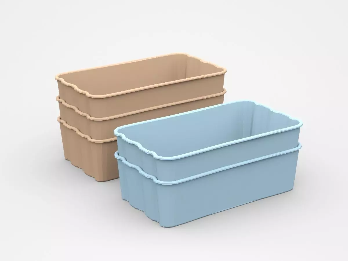 Industrial Plastic Containers On Top Of Each Other 3D model_0