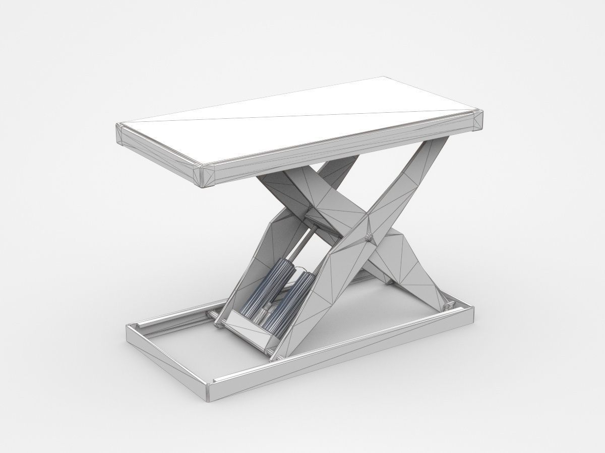 Extendable Stretchable White Industrial Platform 3D model_4