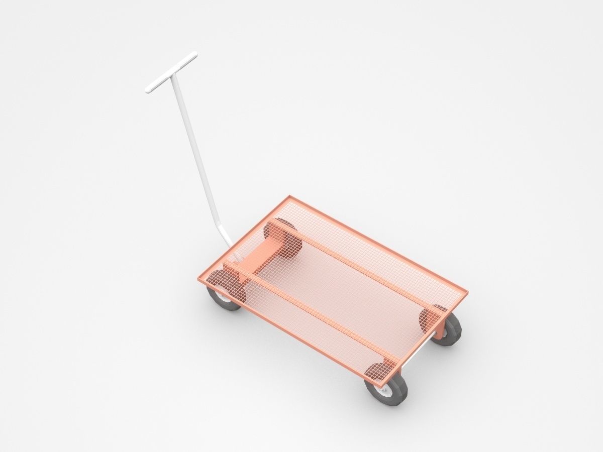 Four Wheels Iron Static Cart 3D model_1