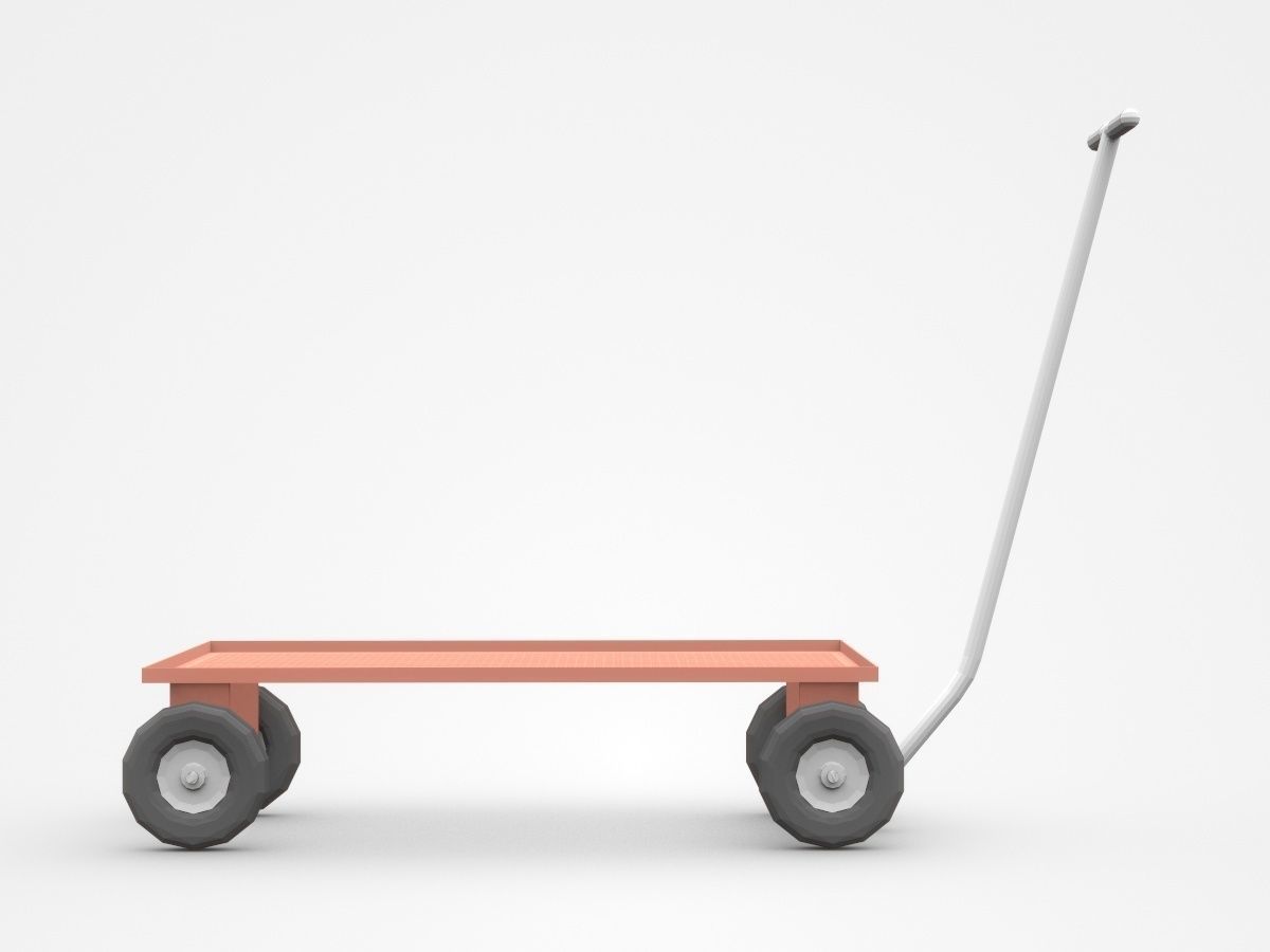 Four Wheels Iron Static Cart 3D model_2