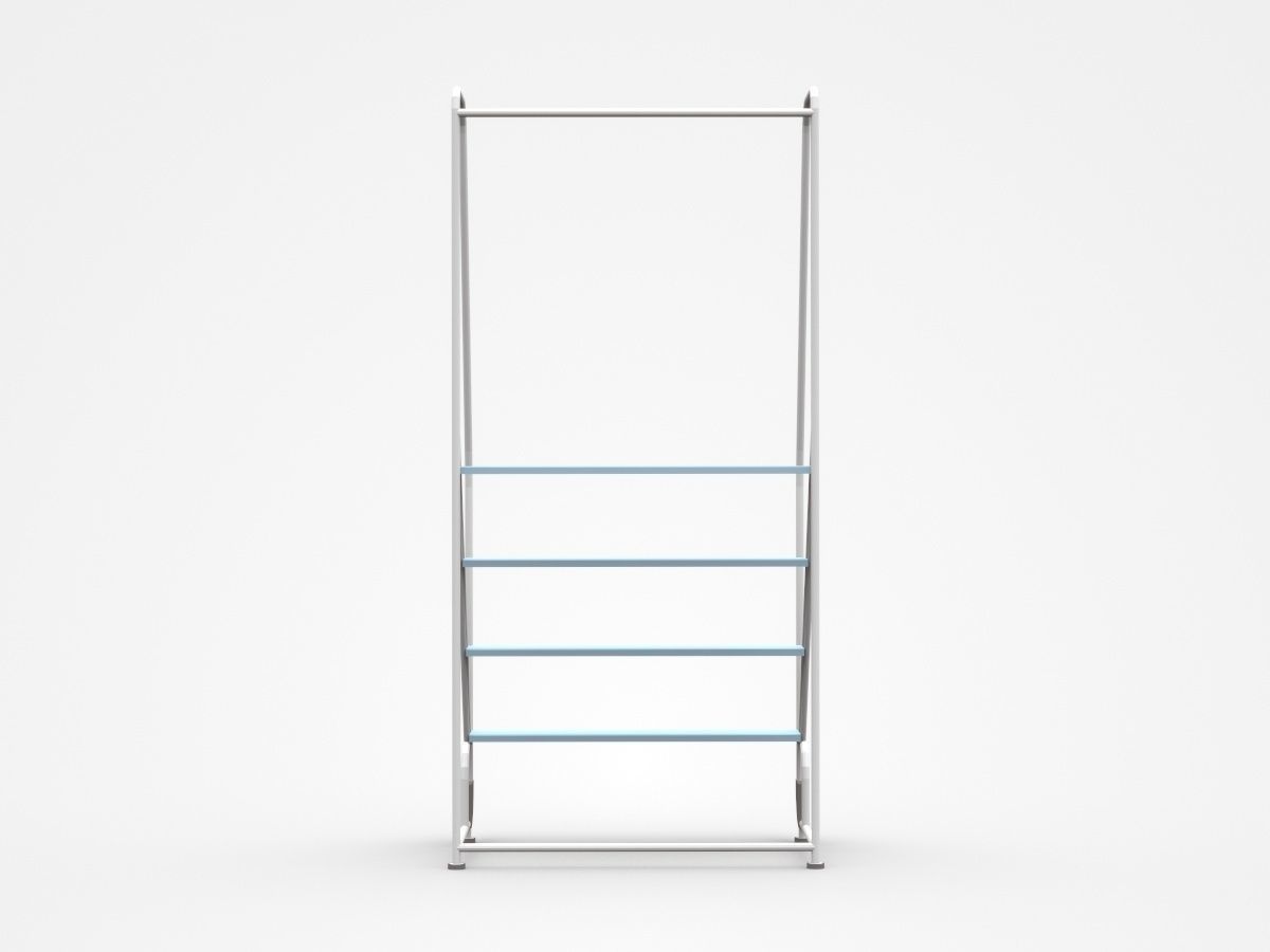 Industrial Semi-leveled Inclined Shelf 3D model_2