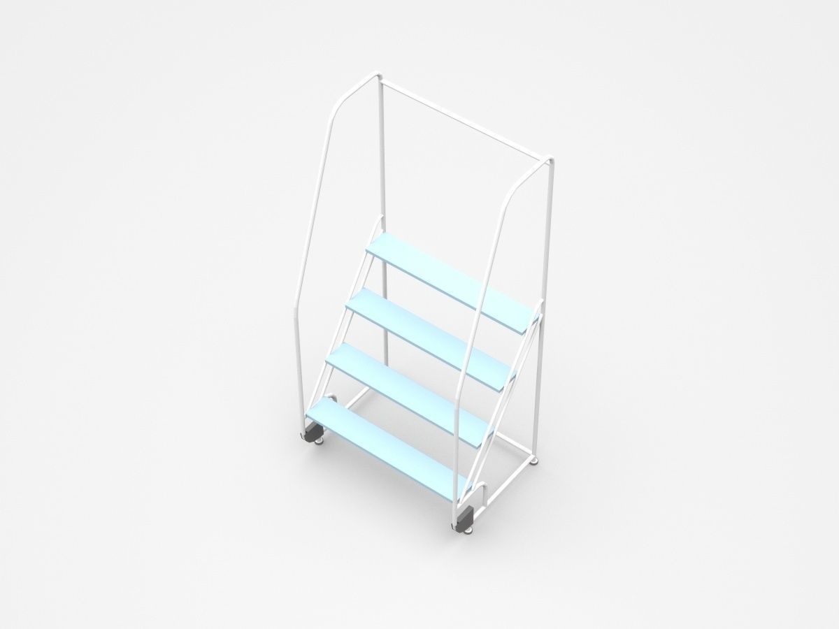 Industrial Semi-leveled Inclined Shelf 3D model_1