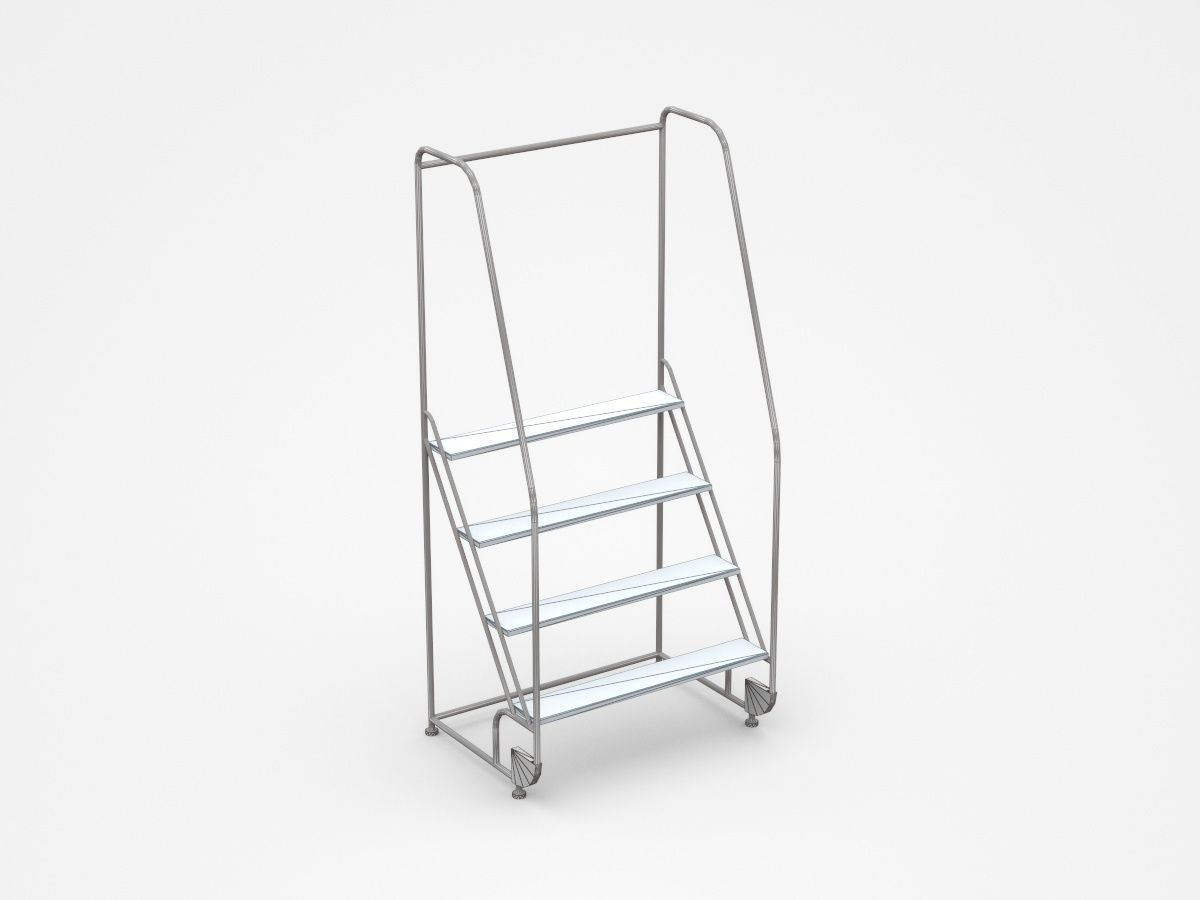 Industrial Semi-leveled Inclined Shelf 3D model_4
