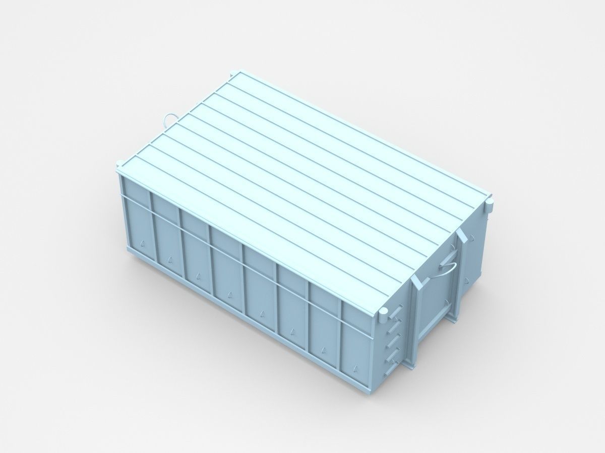 Closed Light Blue Industrial Container 3D model_1