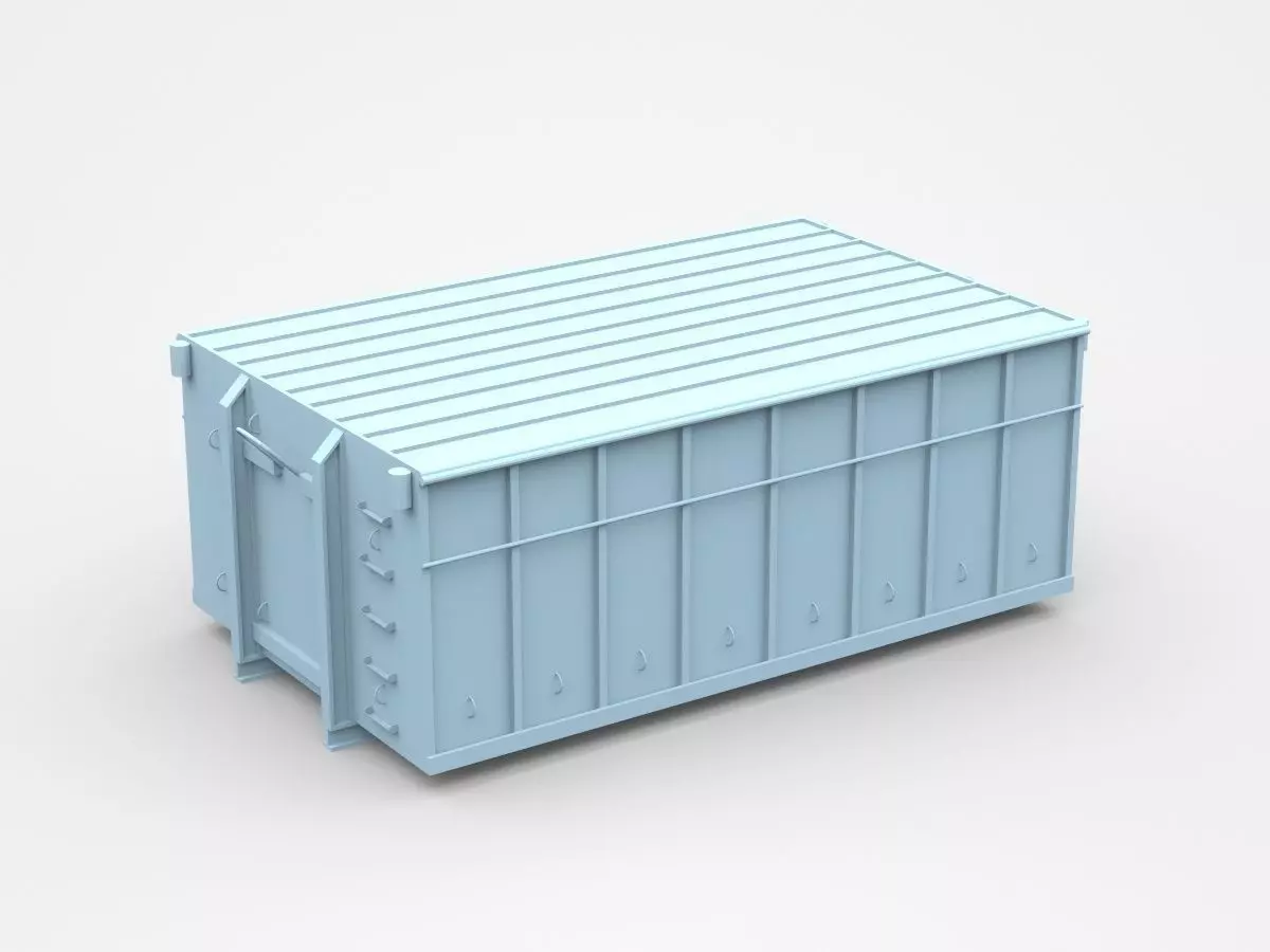 Closed Light Blue Industrial Container 3D model_0