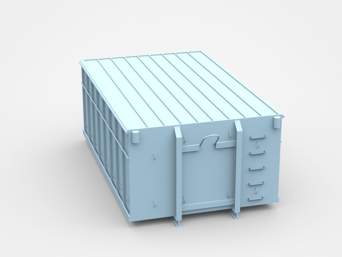 Closed Light Blue Industrial Container 3D model_3