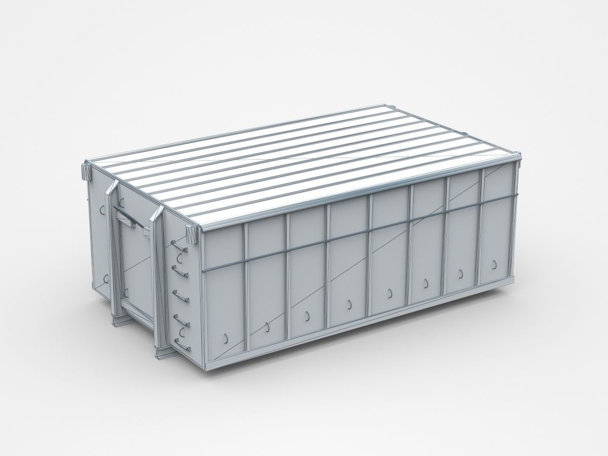 Closed Light Blue Industrial Container 3D model_4