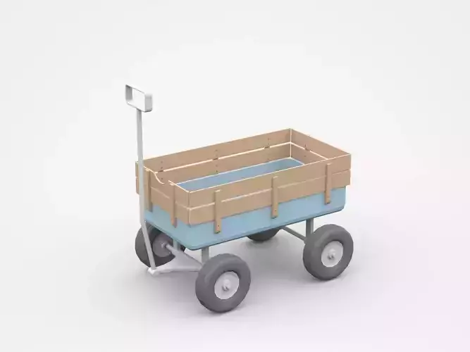 Wooden Cart On Four Wheels